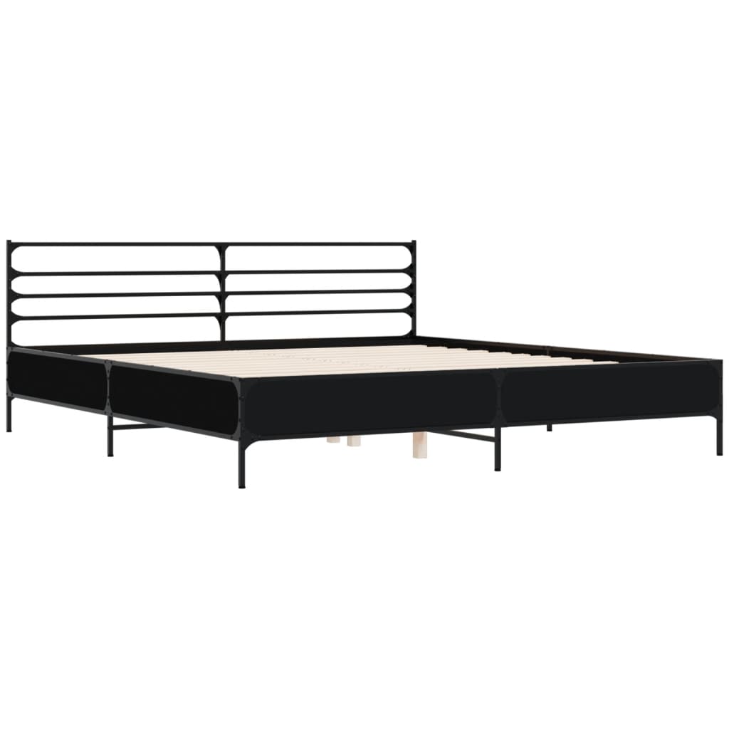 Estrutura de cama 180x200 cm derivados de madeira/metal preto