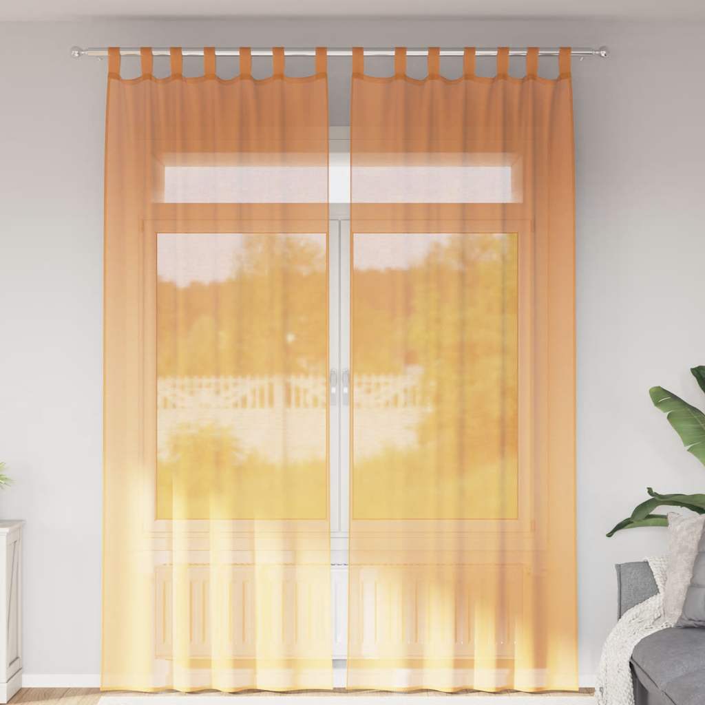 Cortinas de voile com laços 2 pcs laranja 140x260 cm