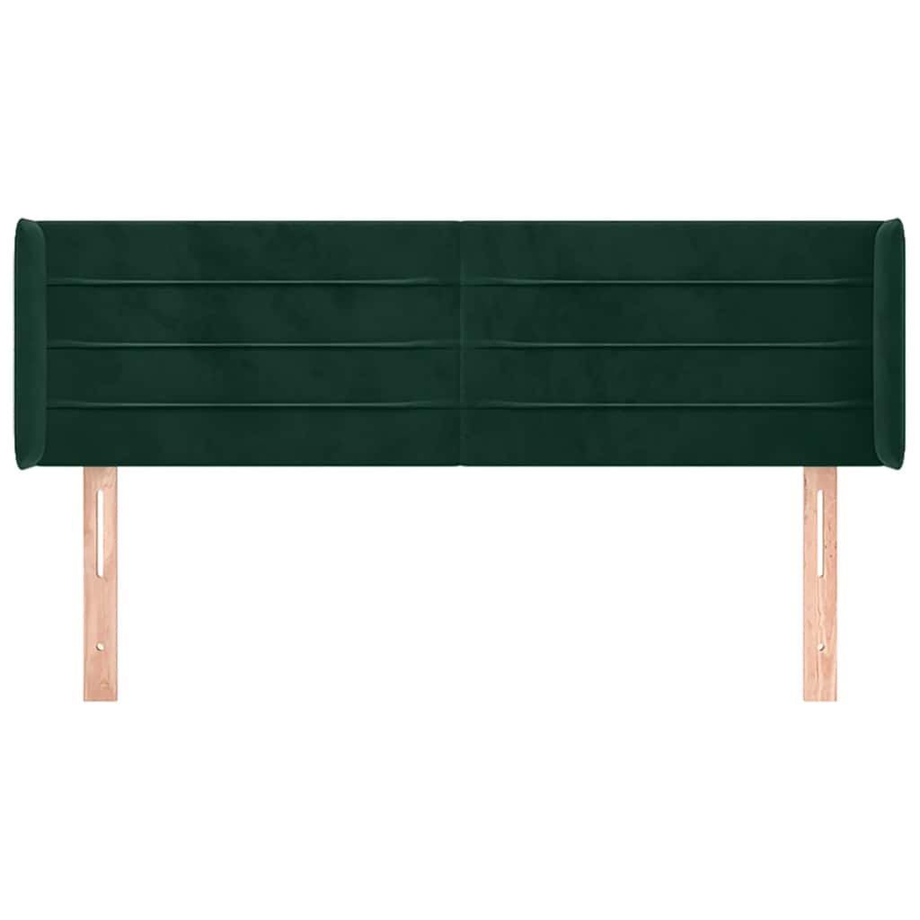 Cabeceira de cama c/ abas tecido 147x16x78/88cm verde-escuro