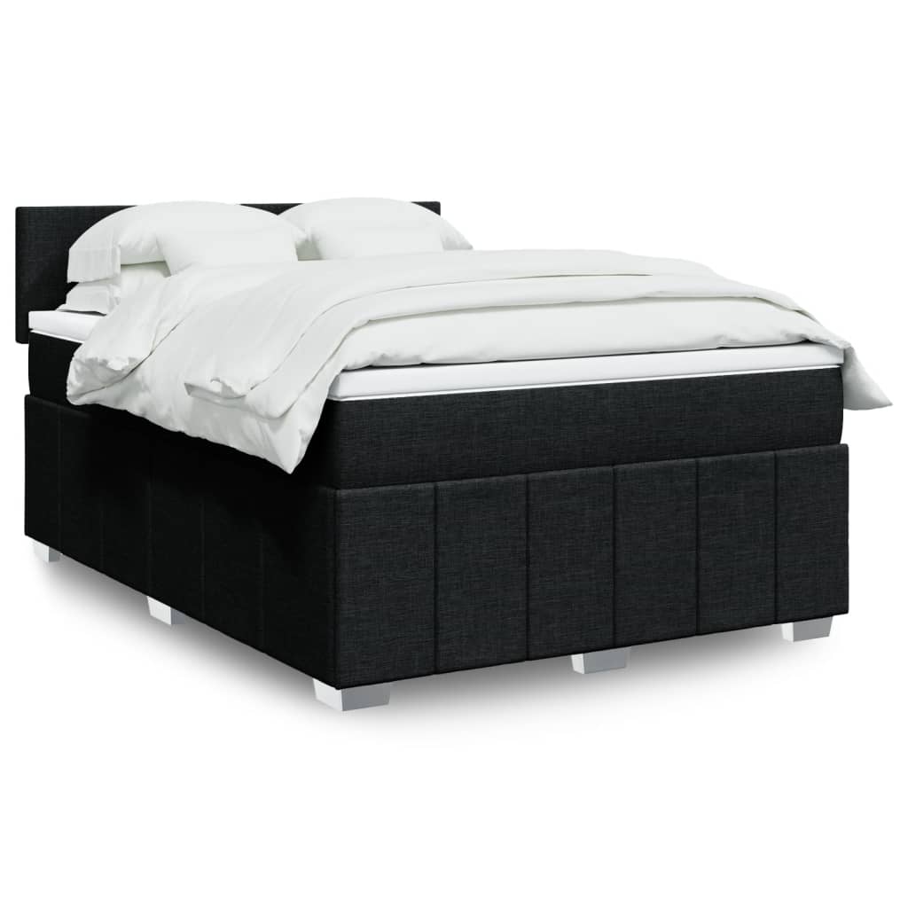 Cama com molas/colchão 140x190 cm tecido preto