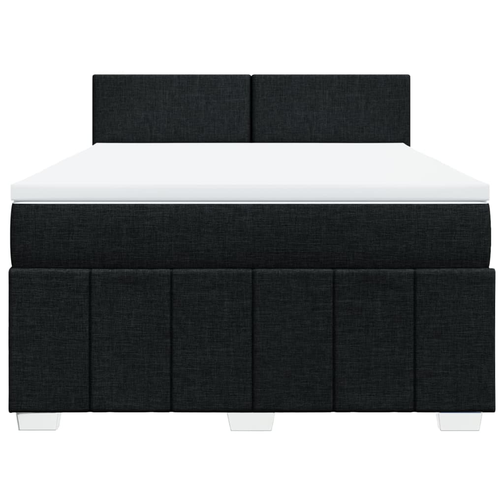 Cama com molas/colchão 140x190 cm tecido preto