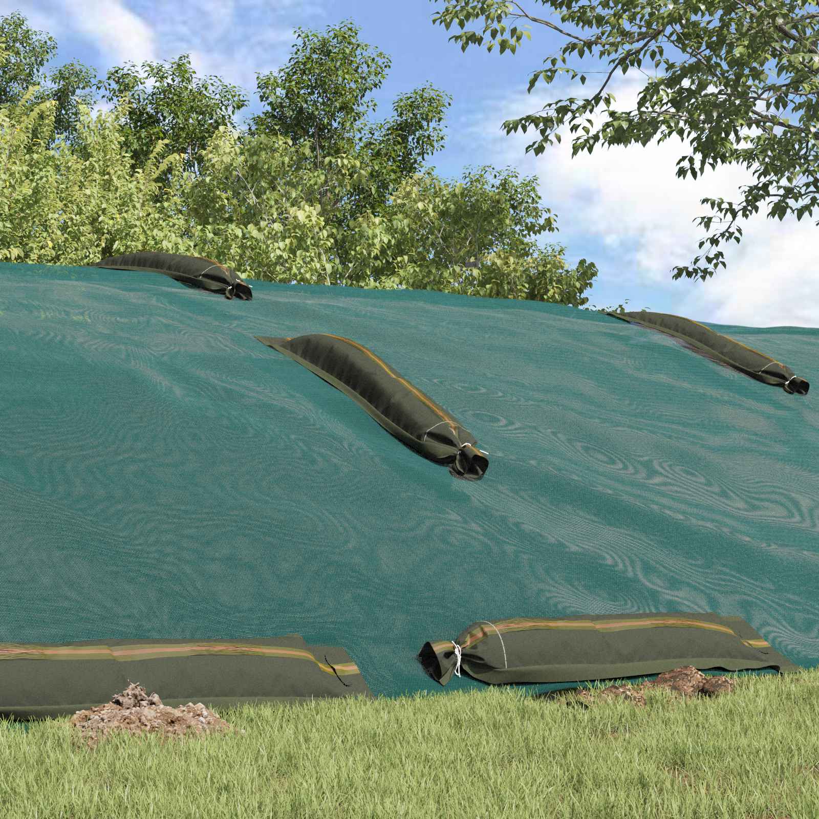 Sacos de areia 100 unid. verde escuro 120 x 27 cm HDPE