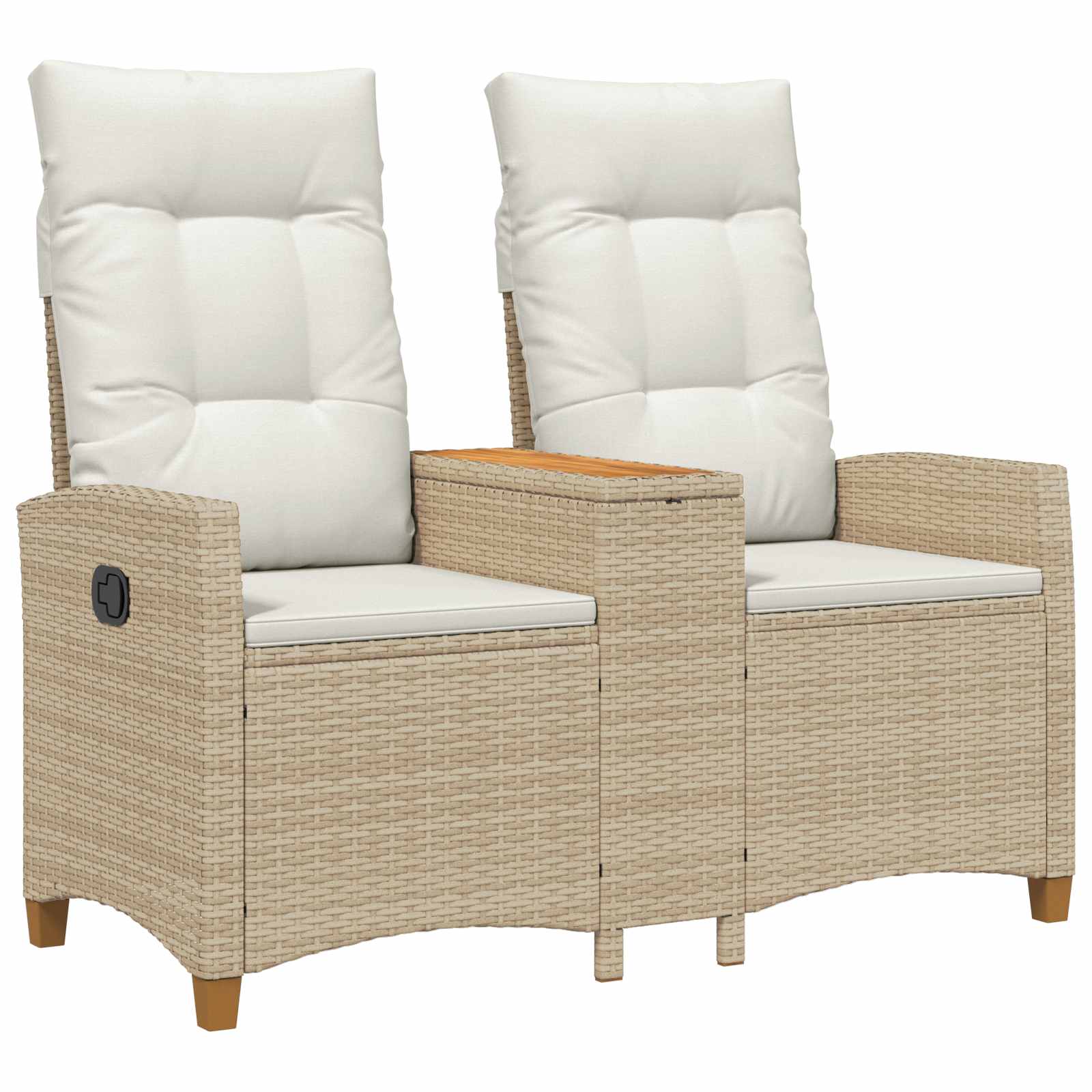 Banco reclinável com mesa bege e branco creme 126 x 65 x 112 cm