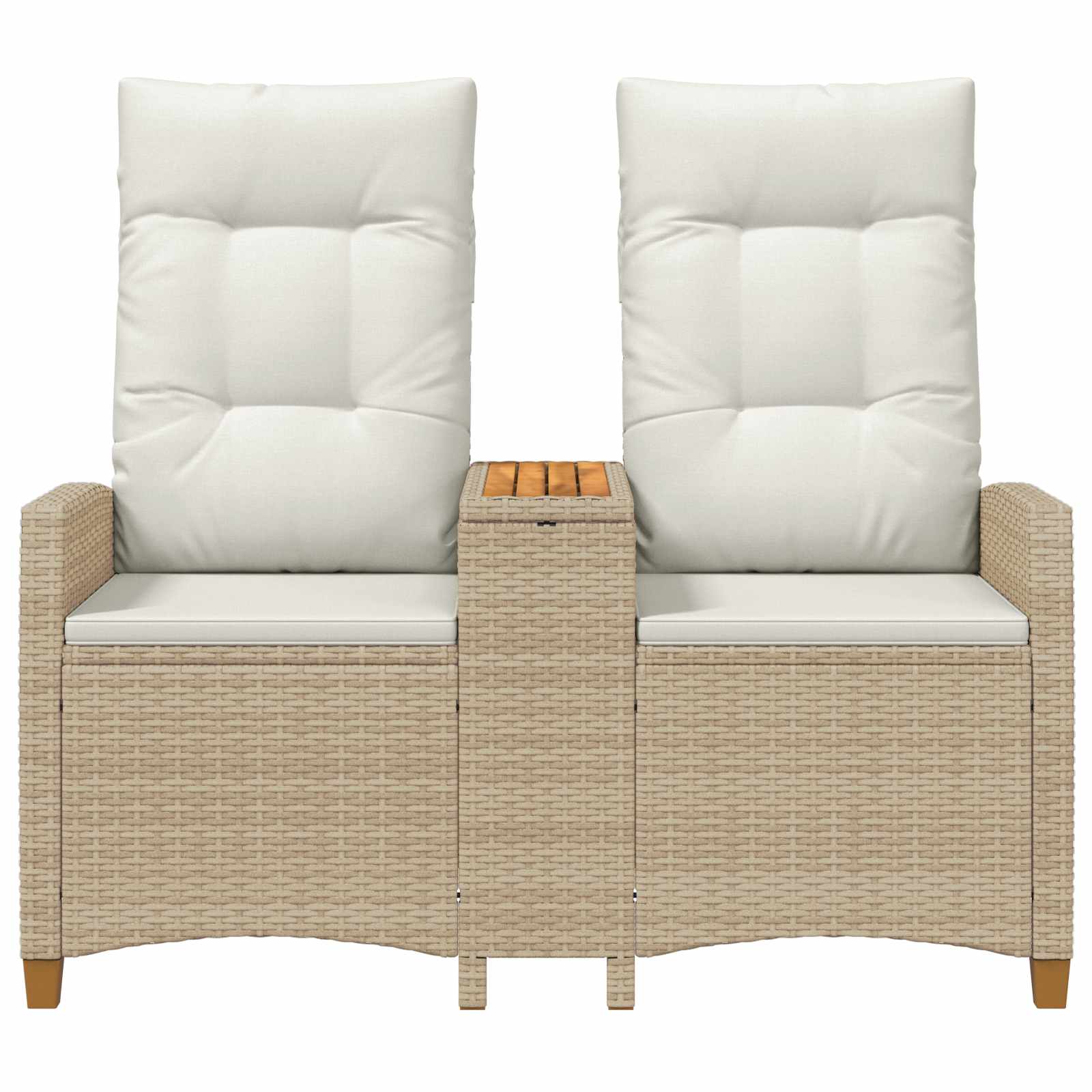 Banco reclinável com mesa bege e branco creme 126 x 65 x 112 cm