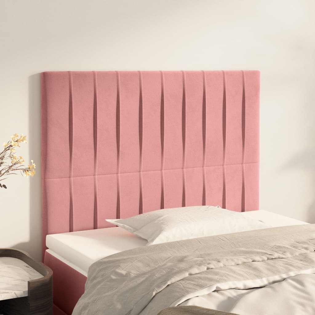 Cabeceira rosa 80x5x118/128 cm veludo