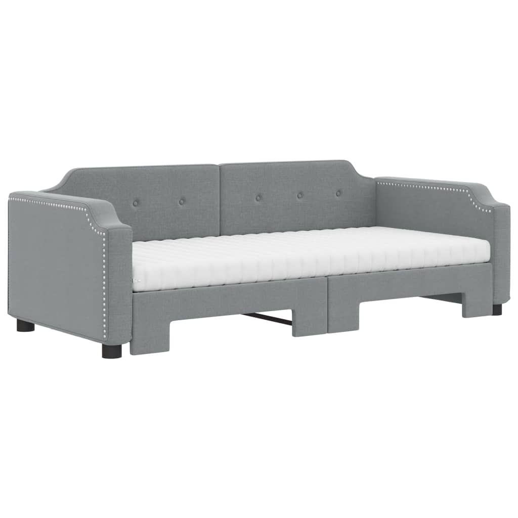 Sofá-cama c/ gavetão e colchões 90x200 cm tecido cinzento-claro