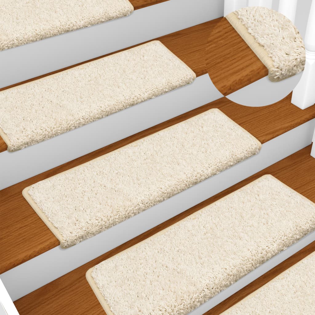 Tapetes de escada 10 peças 65x21x4 cm branco com borda retangular