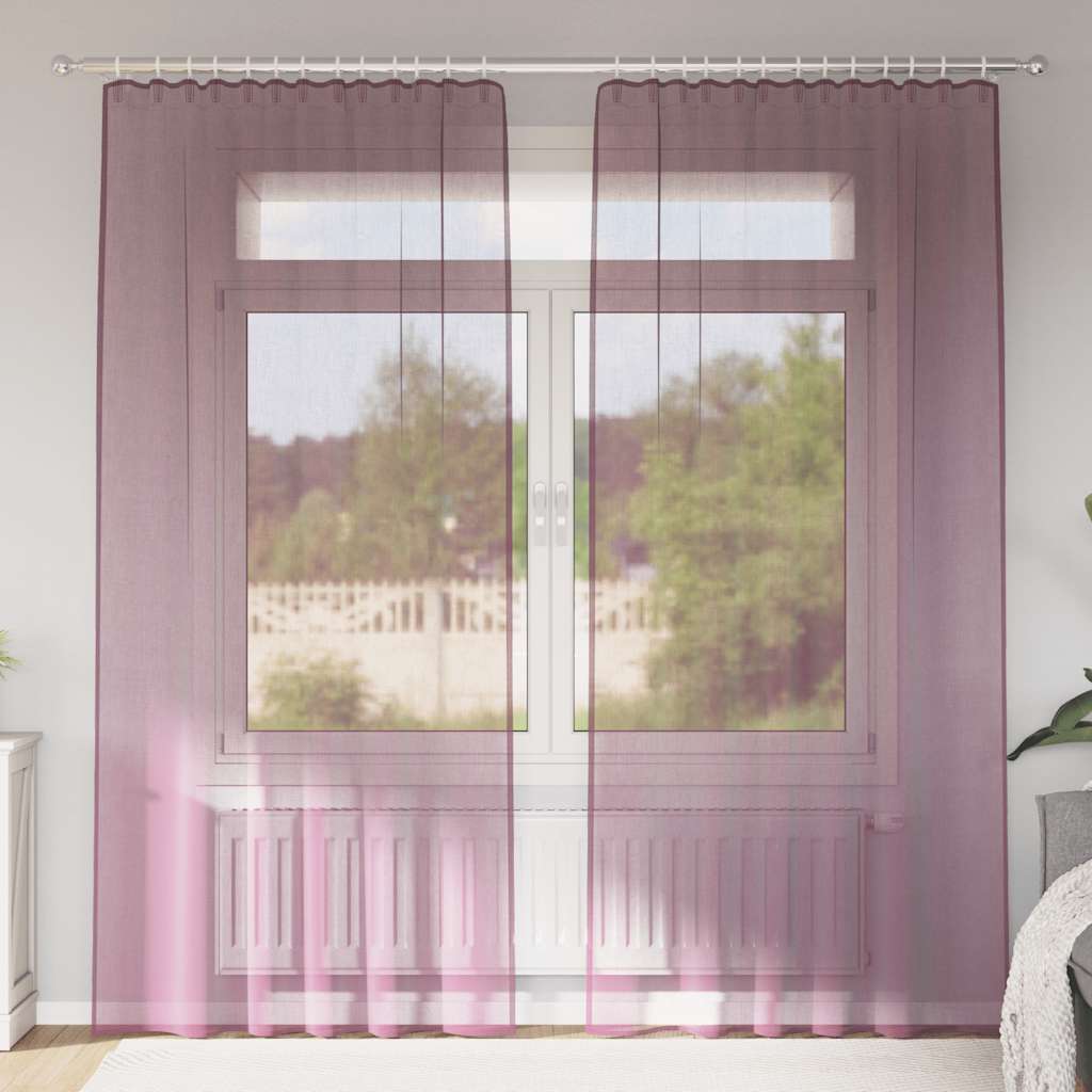 Cortinas de voile com bolsos para varão 2 pcs roxo