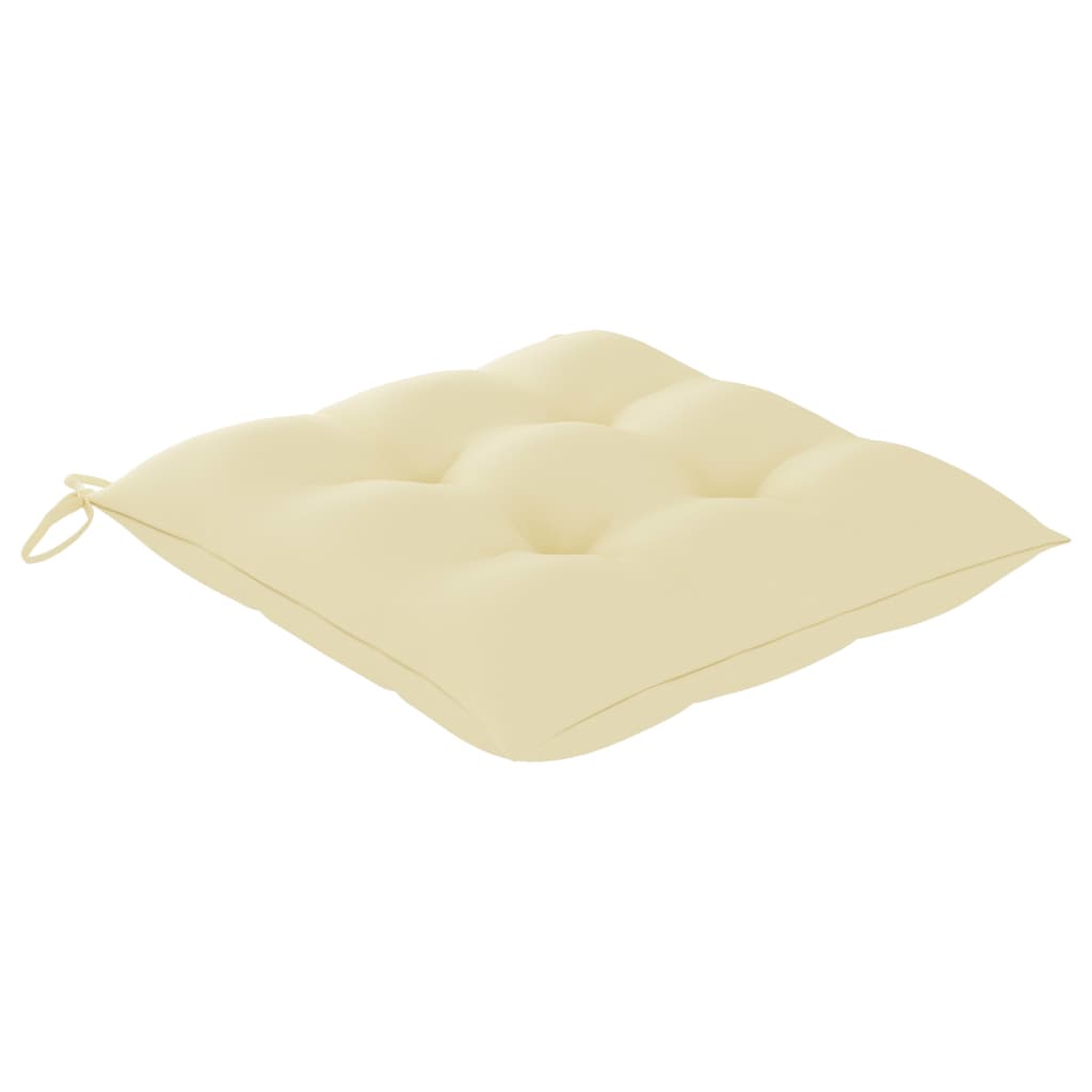 Cadeiras de jardim c/ almofadões branco nata 4 pcs teca maciça