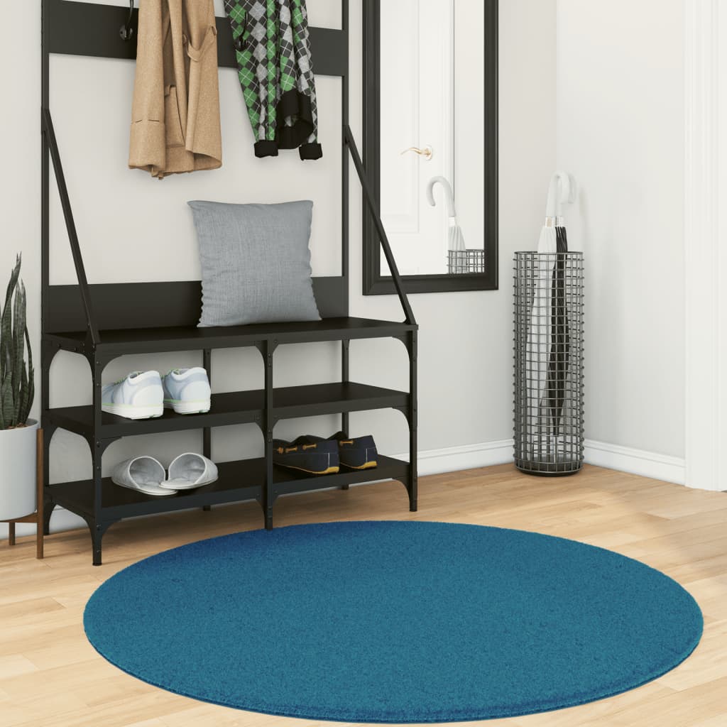 Tapete de pelo curto oviedo ø 120 cm turquesa