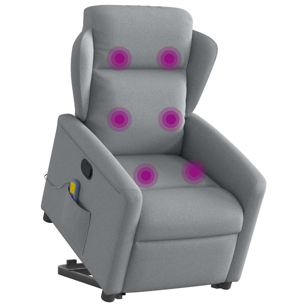 Poltrona reclinável massagens tecido cinzento-claro