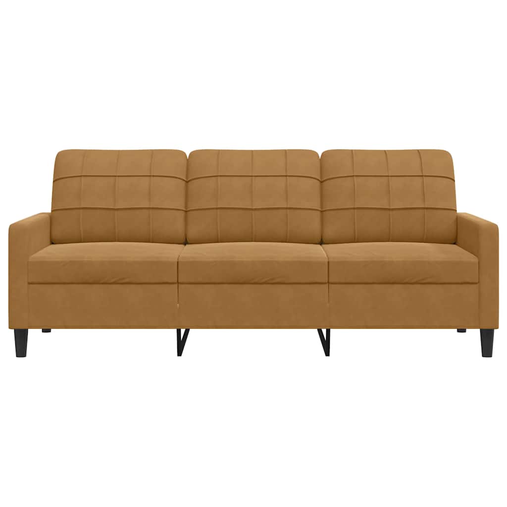 Sofá de 3 lugares 180 cm veludo castanho