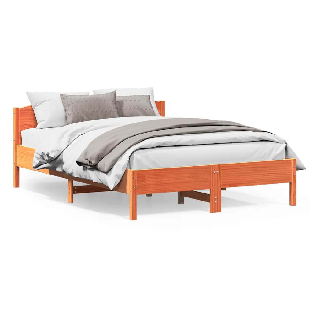 Cama sem colchão 120x200 cm madeira pinho maciça castanho-mel
