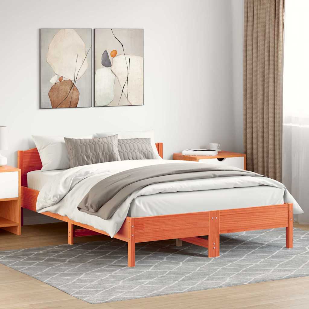 Cama sem colchão 120x200 cm madeira pinho maciça castanho-mel