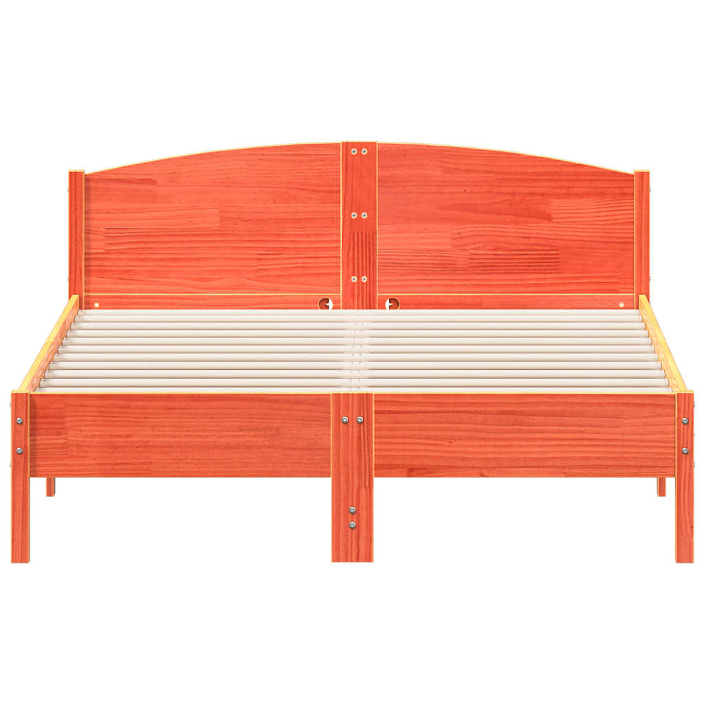 Cama sem colchão 120x200 cm madeira pinho maciça castanho-mel