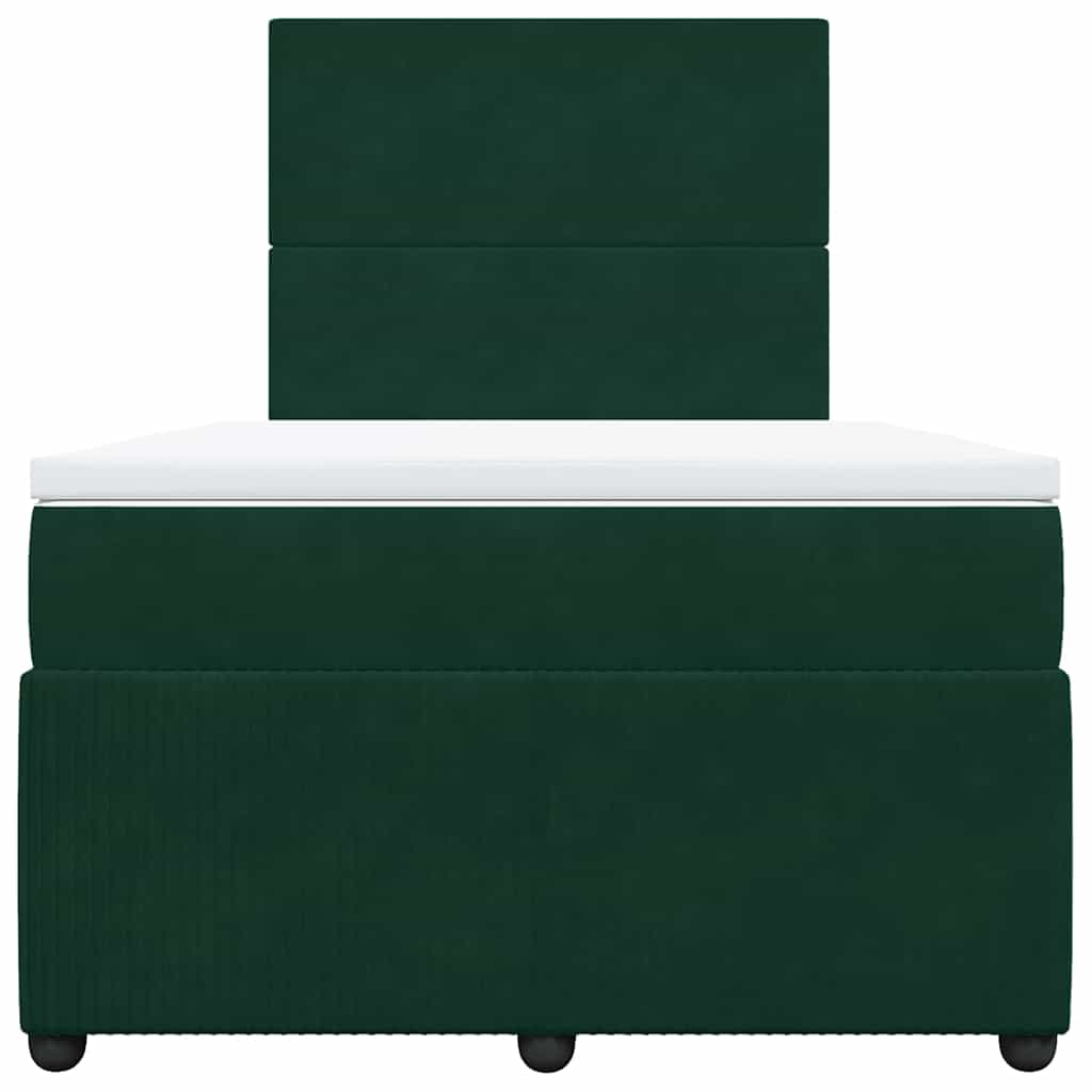 Cama boxspring com colchão 120x190 cm veludo verde-escuro