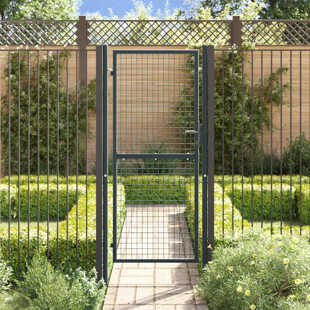 Portão de jardim em tela de aço galvanizado 100x200 cm cinza