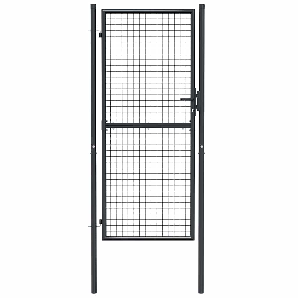 Portão de jardim em tela de aço galvanizado 100x200 cm cinza