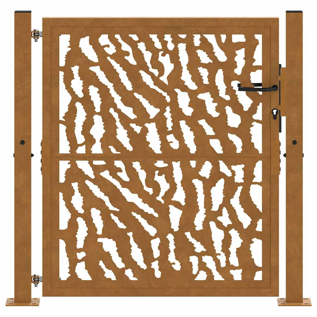 Portão de jardim 100x100 cm em aço intemperizado com design de traços