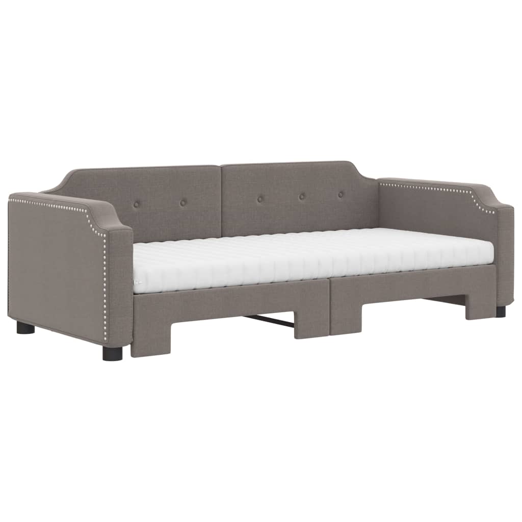 Sofá-cama c/ gavetão/colchões 80x200cm tecido cinza-acastanhado