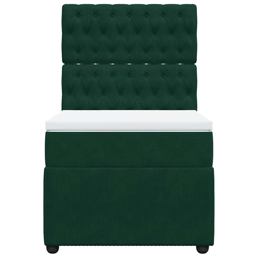 Cama com molas/colchão 90x190 cm veludo verde-escuro