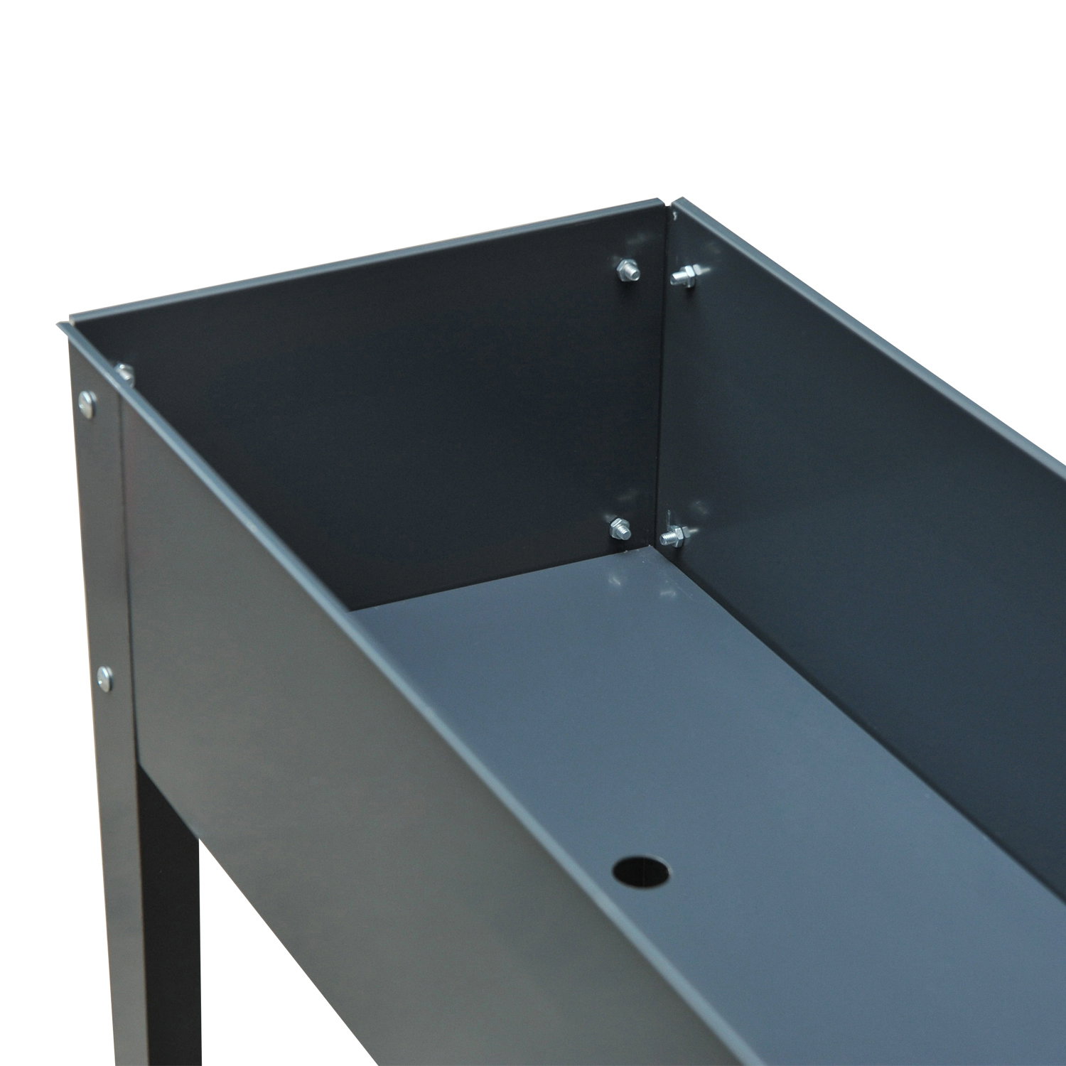 Floreira elevada mesa para cultivo retangular para plantas verduras e flores com 3 orifícios de drenagem 100x30x80cm cinza