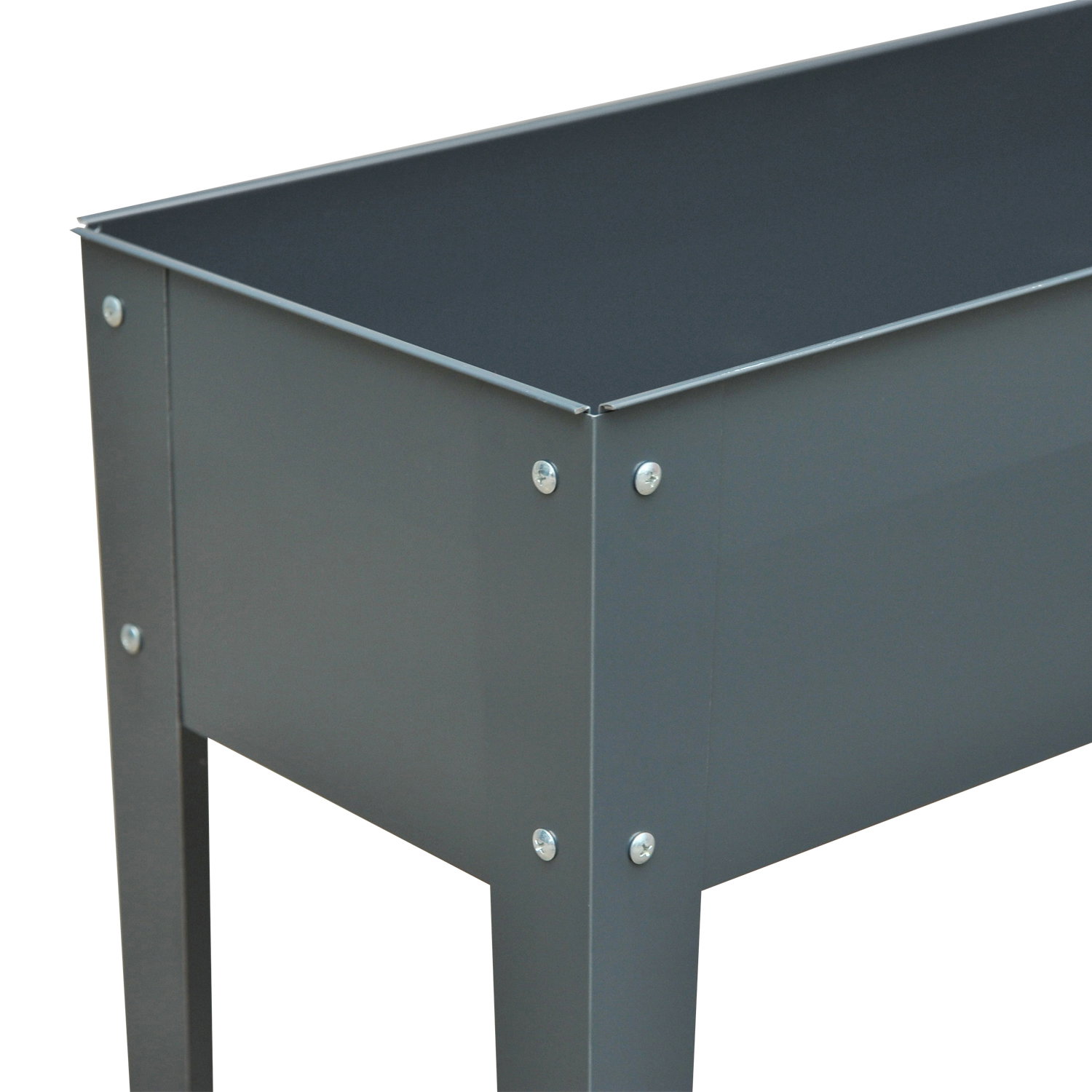 Floreira elevada mesa para cultivo retangular para plantas verduras e flores com 3 orifícios de drenagem 100x30x80cm cinza