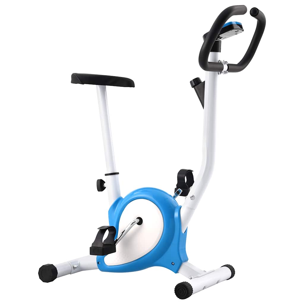 Bicicleta estática com resistência por cinta azul