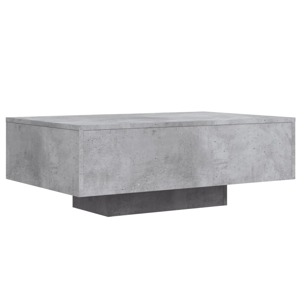 Mesa de centro com luzes LED 85x55x31 cm cinzento cimento