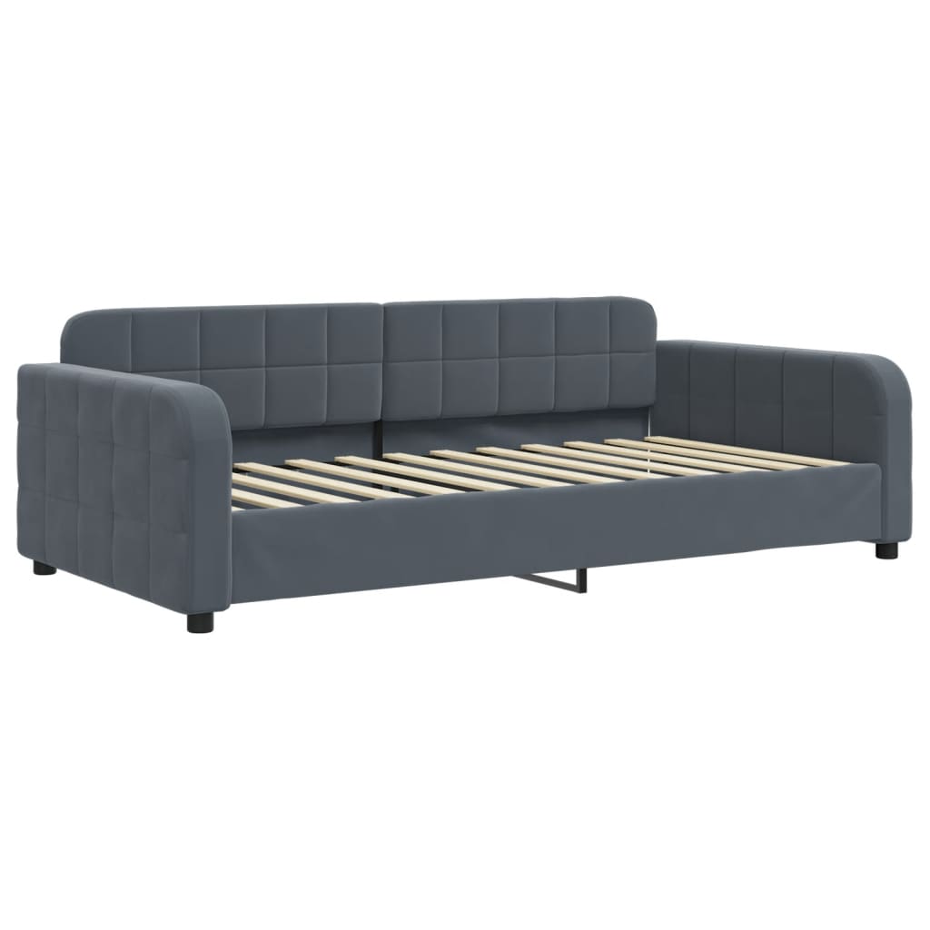 Sofá-cama c/ gavetão/colchões 100x200 cm veludo cinzento-escuro