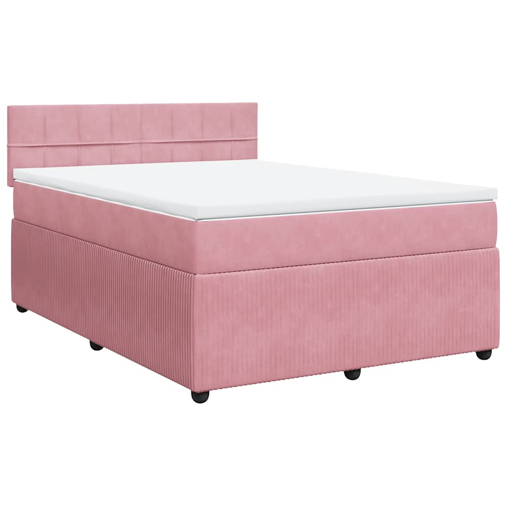 Cama com molas/colchão 140x200 cm veludo rosa
