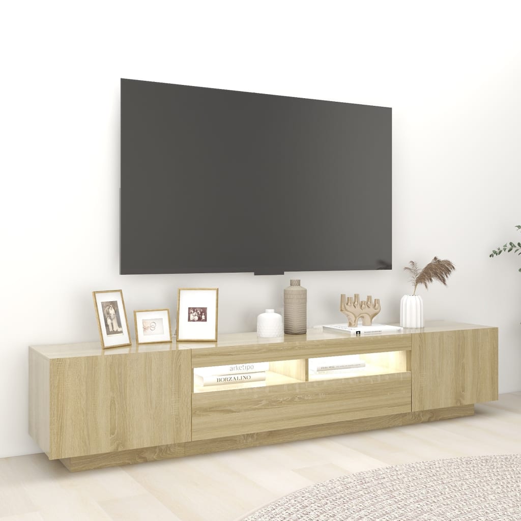 Móvel de TV com luzes LED 200x35x40 cm carvalho sonoma