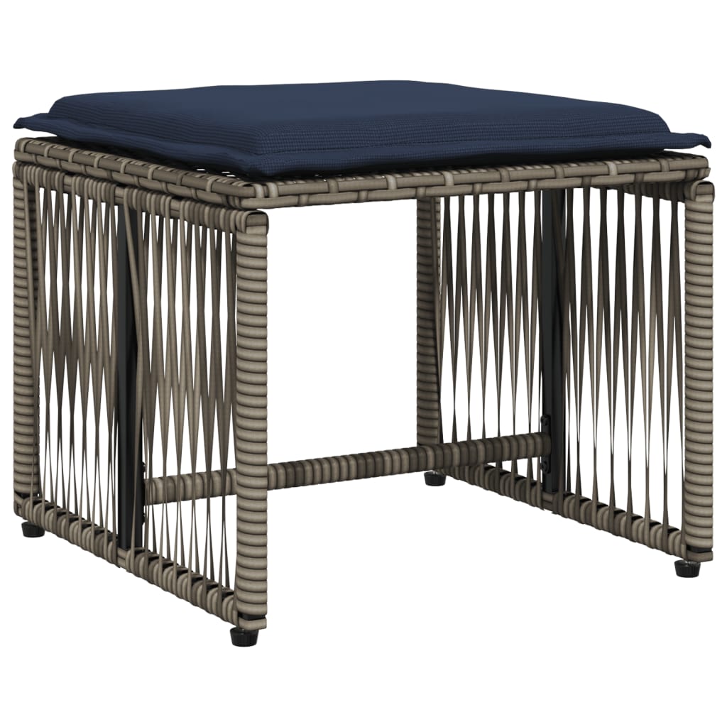 Conjunto de jantar para jardim com 7 peças e almofadas em rattan sintético cinza