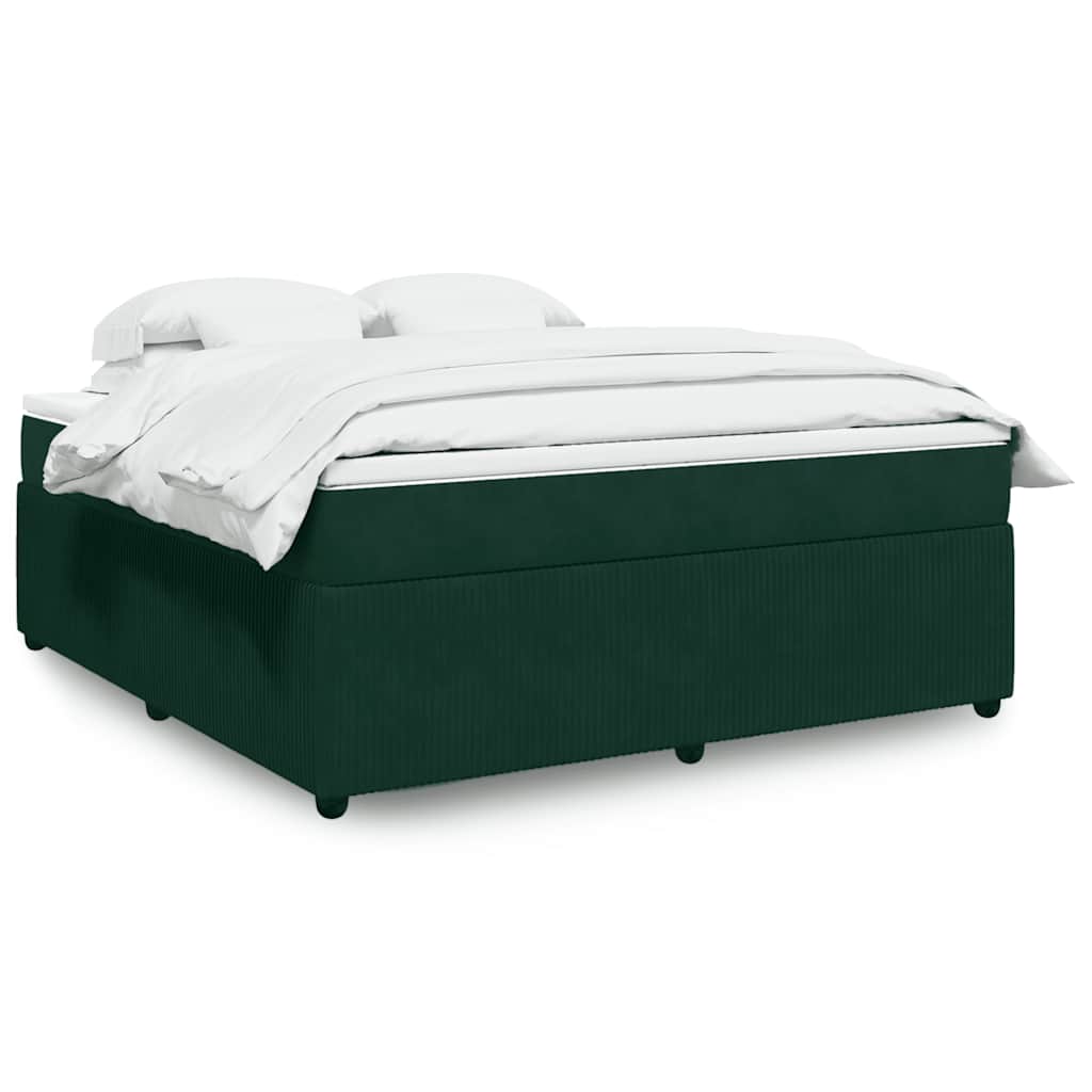 Cama com molas/colchão 180x200 cm veludo verde-escuro