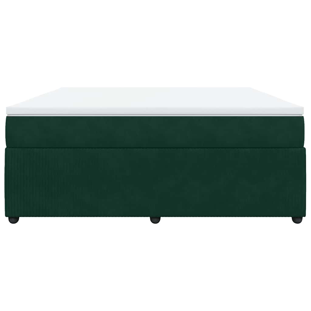 Cama com molas/colchão 180x200 cm veludo verde-escuro