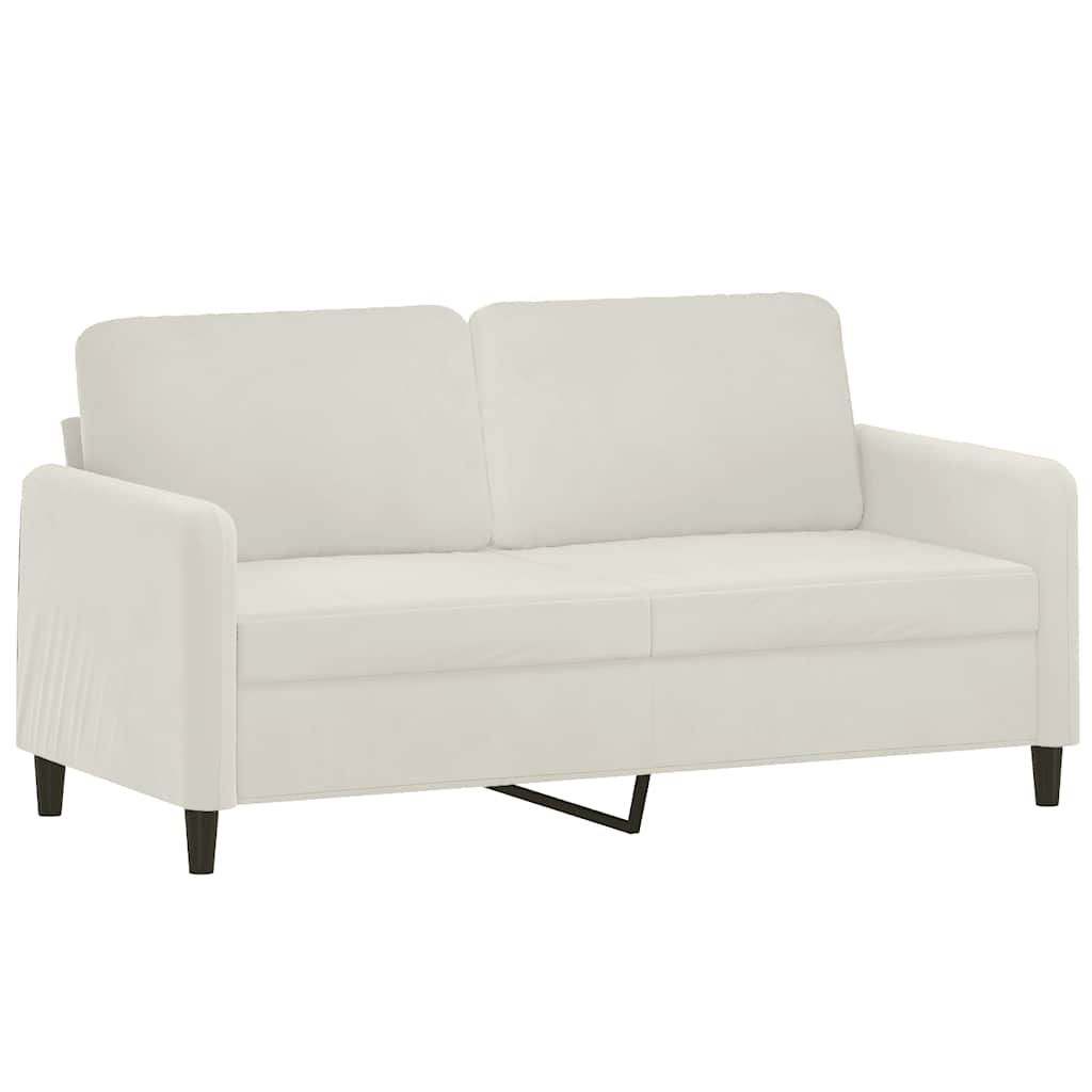 Sofá 2 lugares c/ almofadas decorativas 140 cm veludo creme