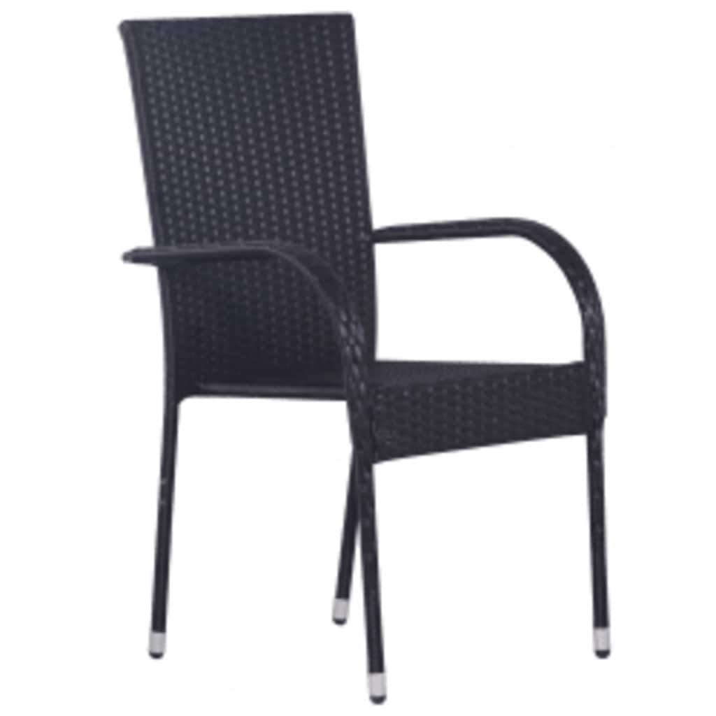 7 Pcs conjunto de jantar para jardim preto