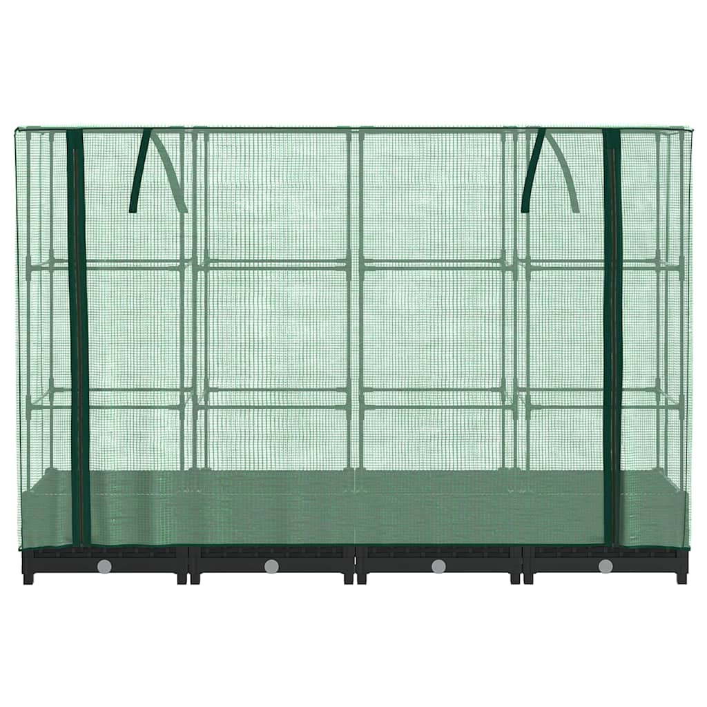 Canteiro elevado com cobertura para estufa, estilo rattan, 160x40x123 cm