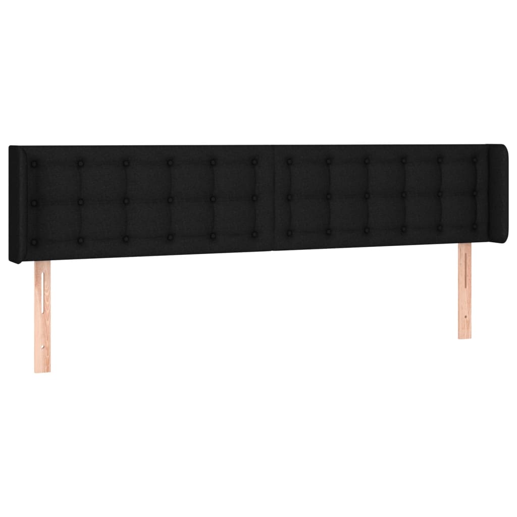 Cabeceira de cama c/ luzes LED tecido 183x16x78/88 cm preto
