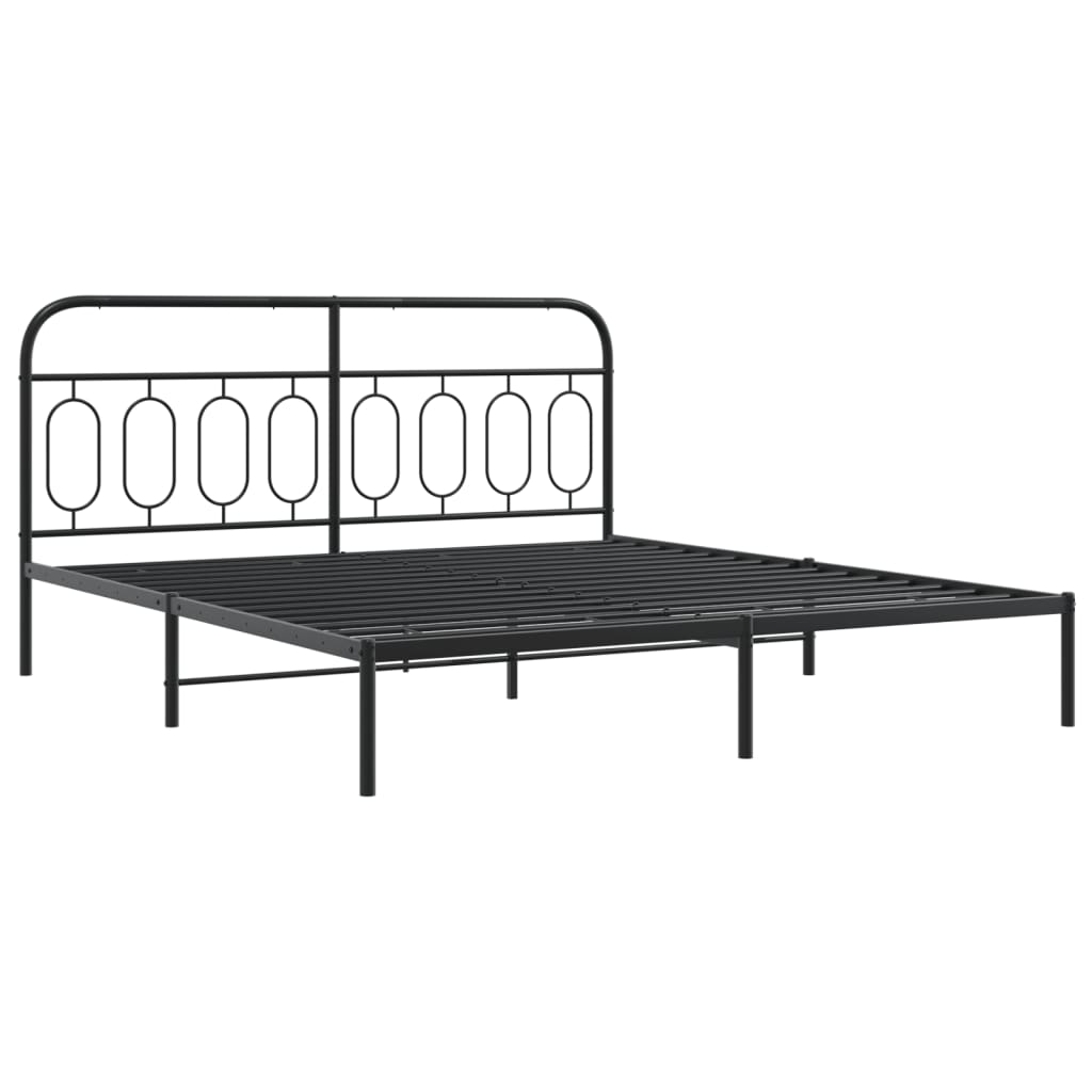 Estrutura de cama com cabeceira 183x213 cm metal preto