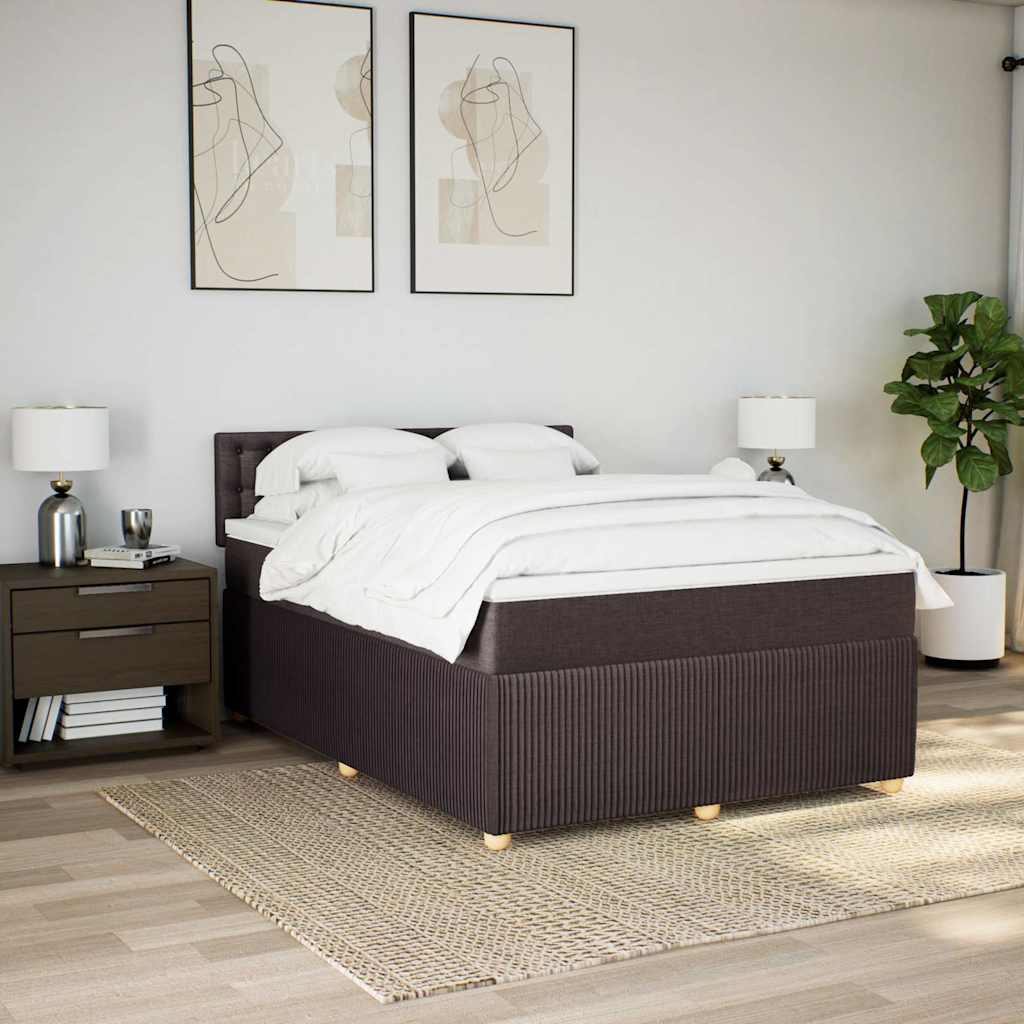 Cama com molas/colchão 140x190 cm tecido castanho-escuro