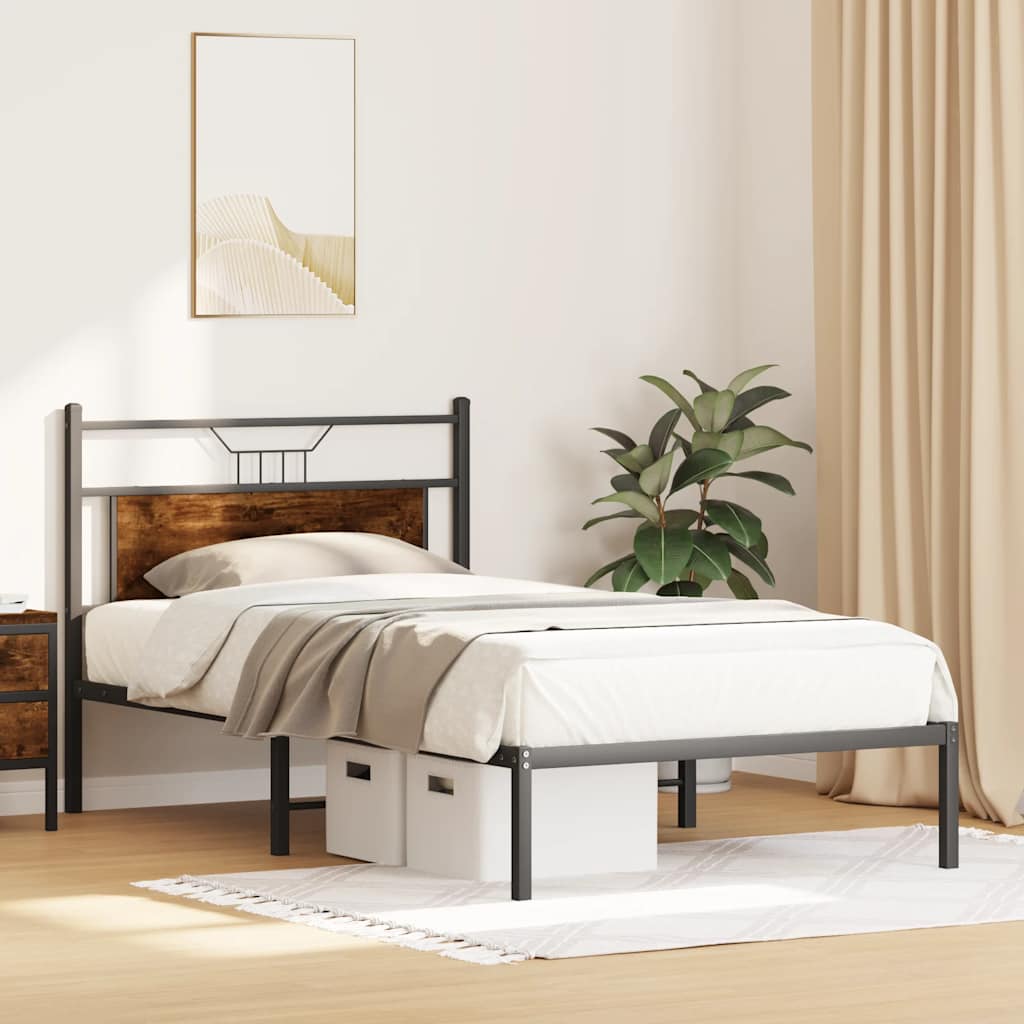 Estrutura cama s/ colchão derivados de madeira carvalho fumado