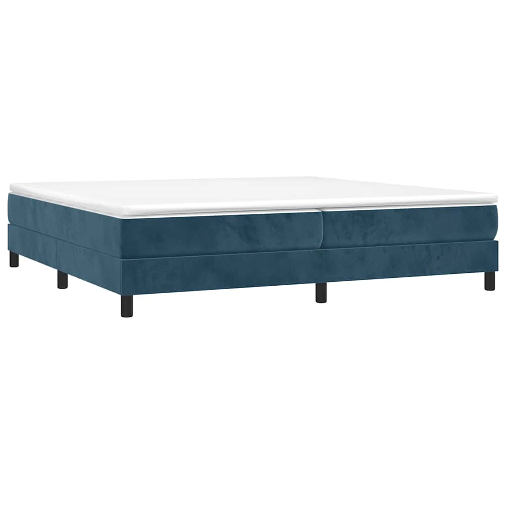Estrutura de cama com molas 200x200 cm veludo azul-escuro