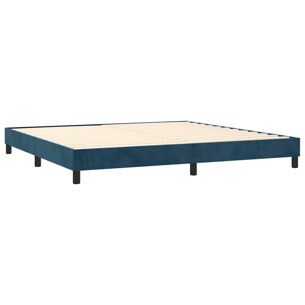 Estrutura de cama com molas 200x200 cm veludo azul-escuro