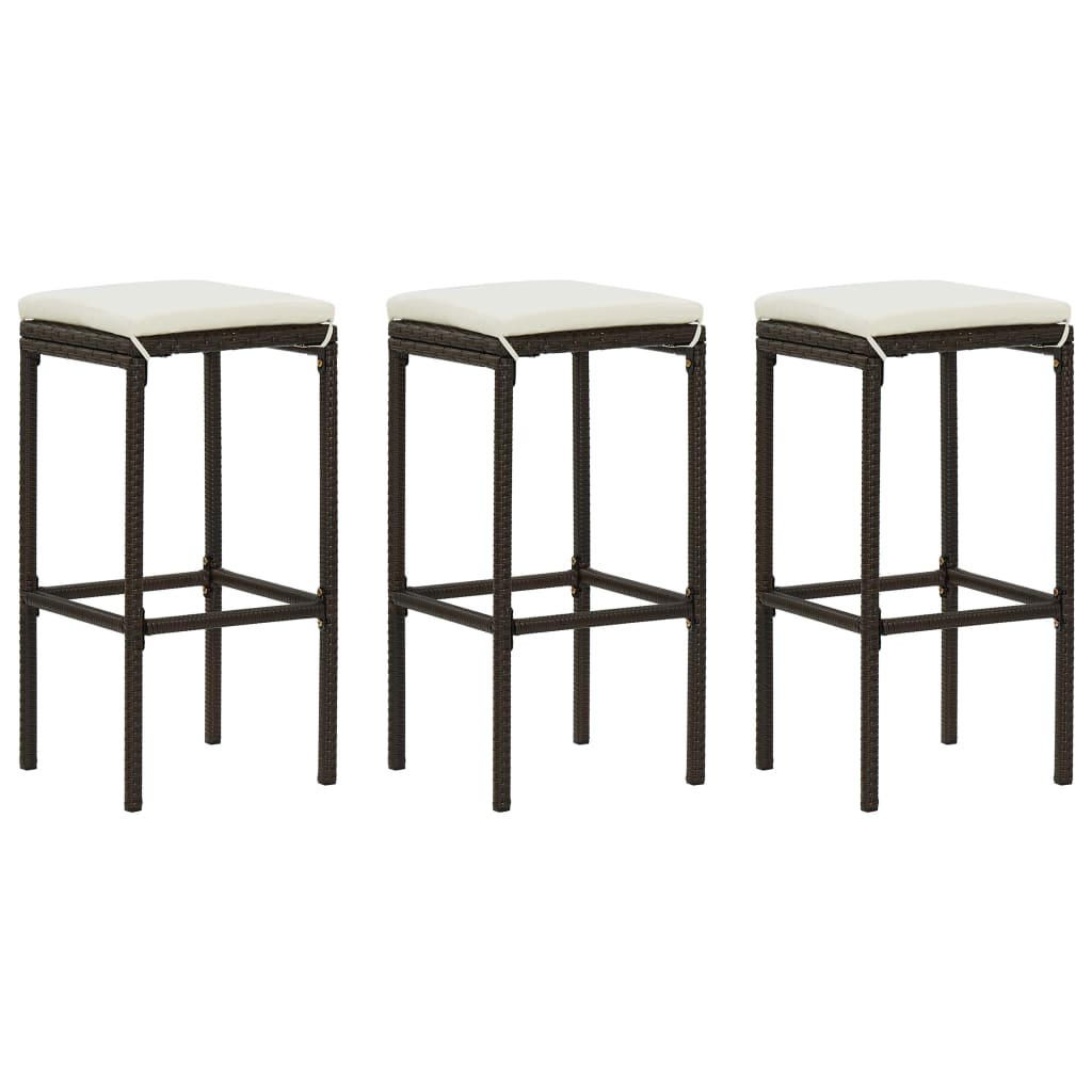 4 Pcs conjunto de bar para jardim com almofadões castanho