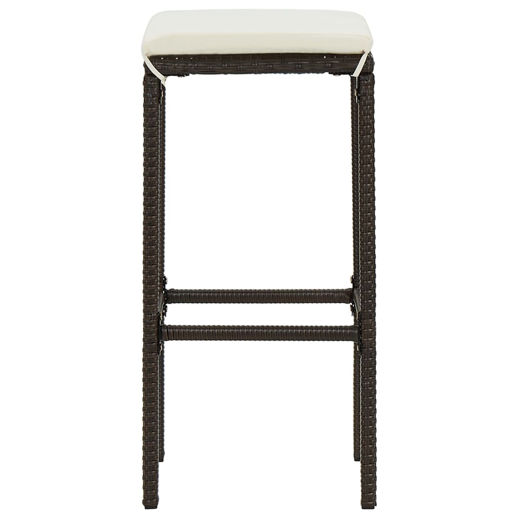 4 Pcs conjunto de bar para jardim com almofadões castanho