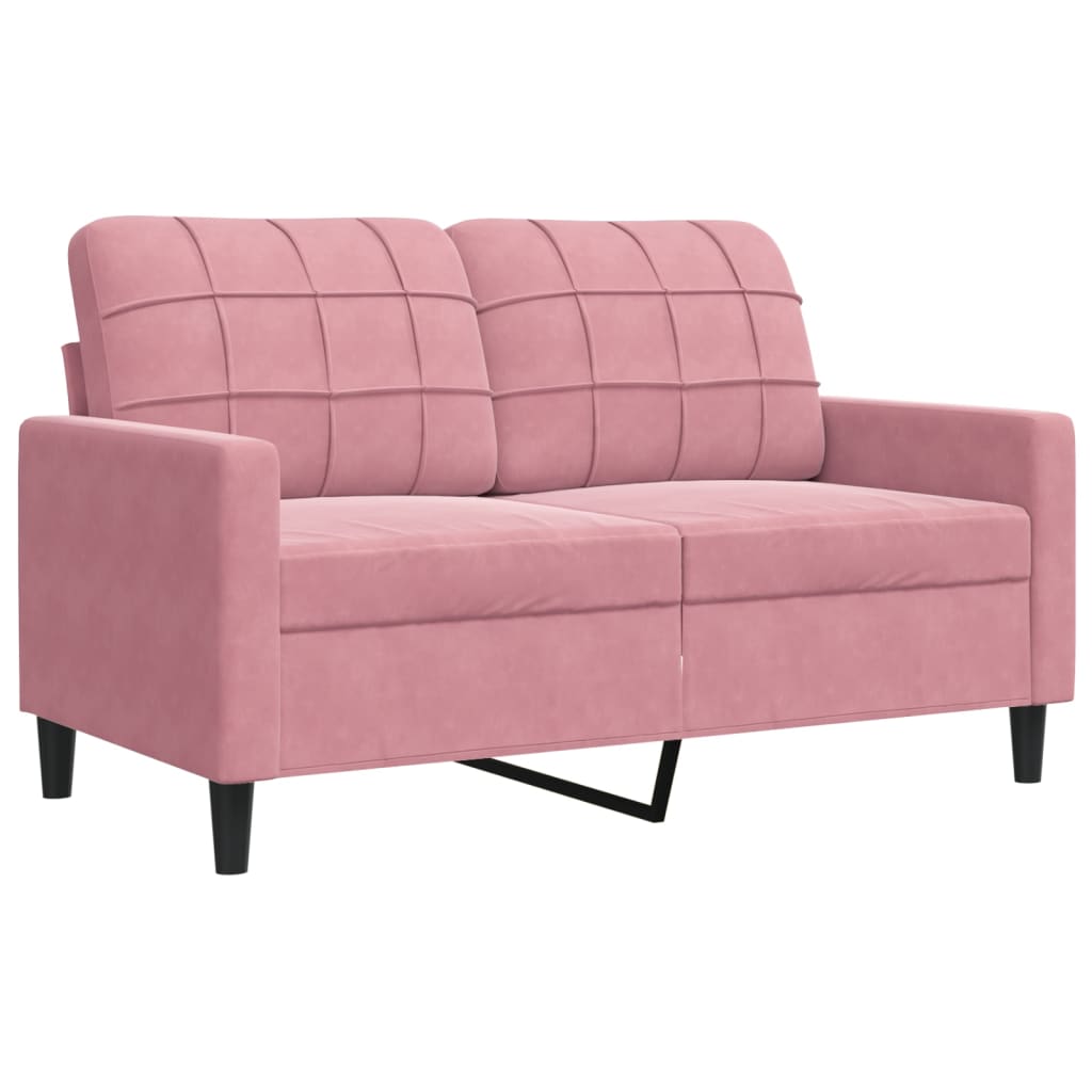 2 Pcs conjunto de sofás com almofadões veludo rosa