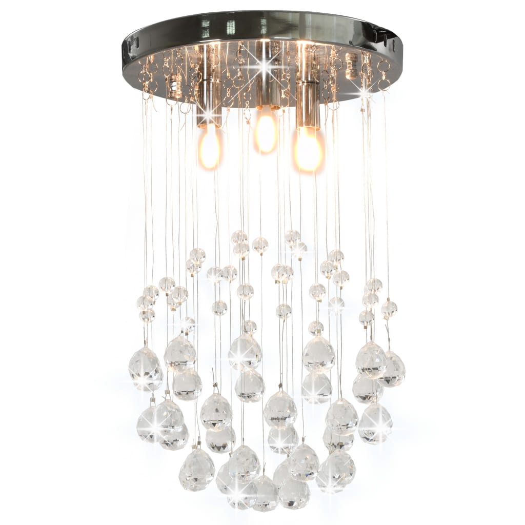 Candeeiro teto contas cristal 3 lâmpadas g9 esférico prateado