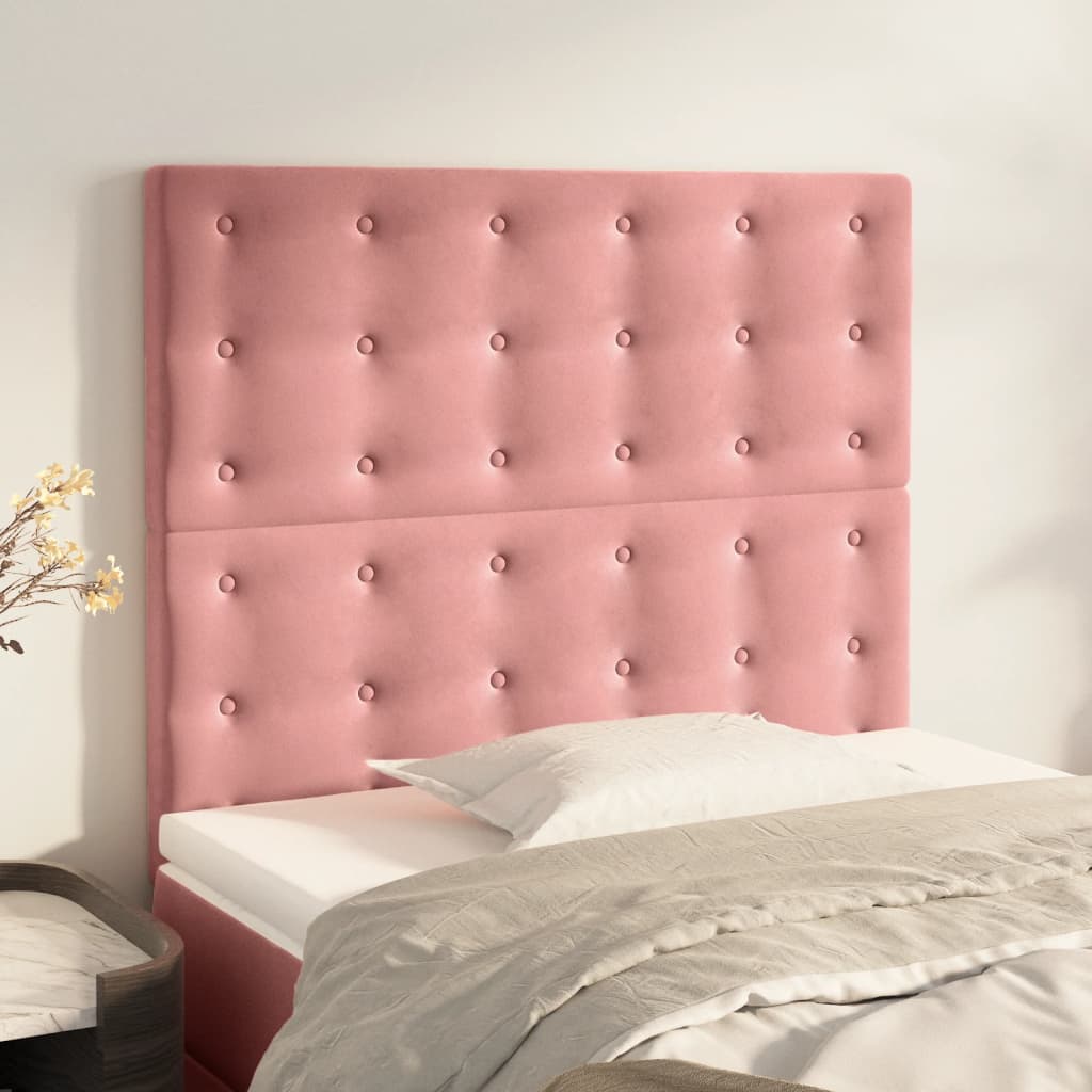Cabeceira rosa 100x5x118/128 cm veludo
