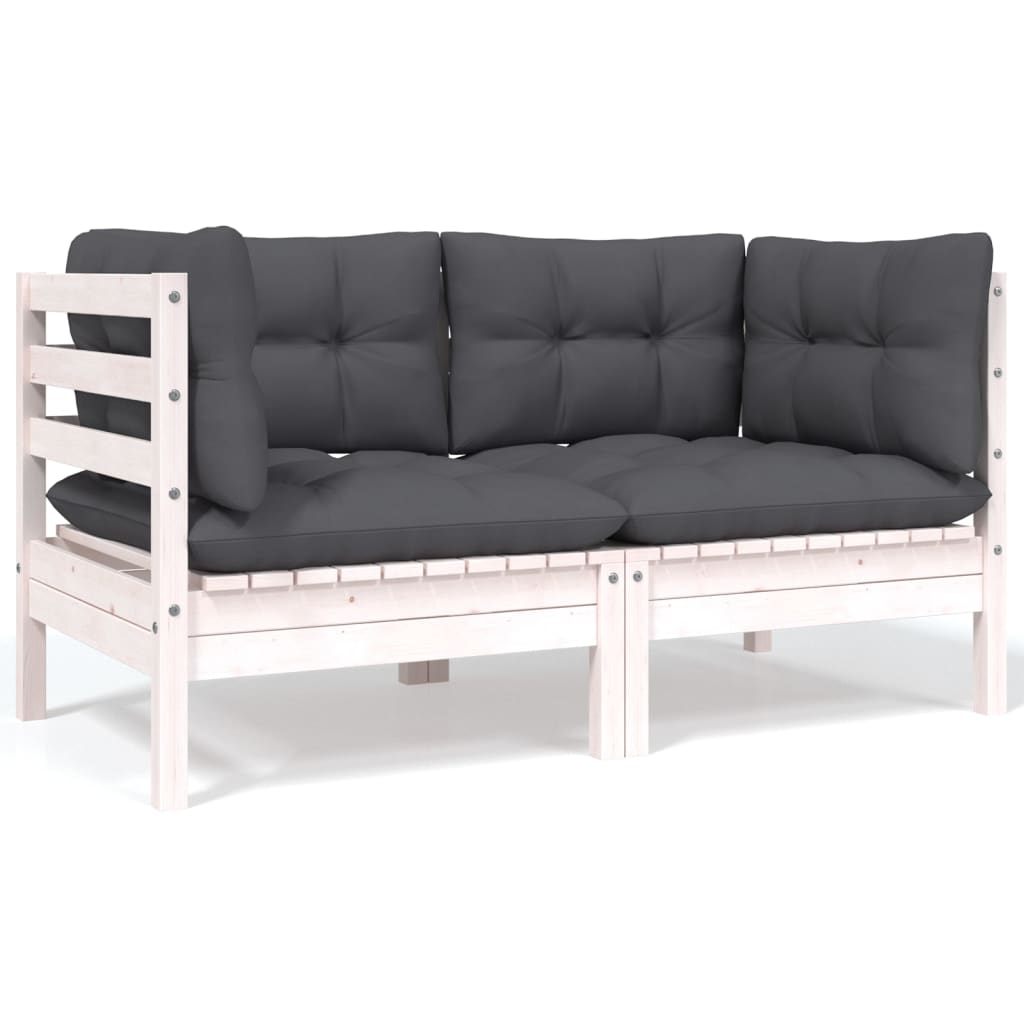 8 Pcs conjunto lounge de jardim c/ almofadões pinho maciço